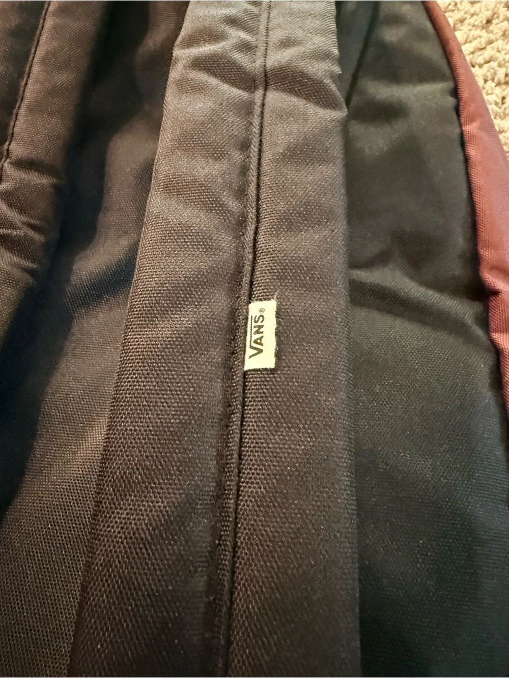 NWOT Vans Realm Canvas Backpack Maroon Gray Skateboard Classic School Bookbag